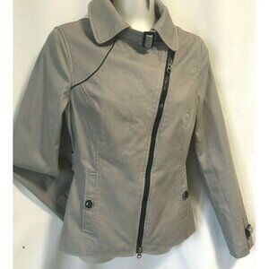 Soya & Kio Women Moto Jacket Gray Size S Zip Up 100% Cotton Lined Long Sleeves